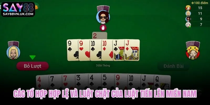 Tổ hợp hợp lệ theo luật tiến lên miền Nam từ rác đến tứ quý